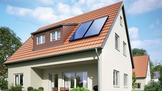 Solarthermiekollektoren auf einem Privathaus